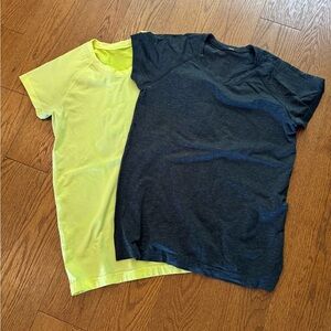 Lululemon Athletica Yellow and Navy blue Swiftly tech tshirts